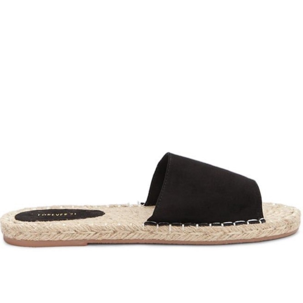 ☁️ Forever 21 Black Espadrille Slides